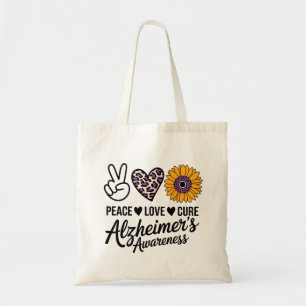 Bolsa Tote PEACE LOVE CURE Alzheimer
