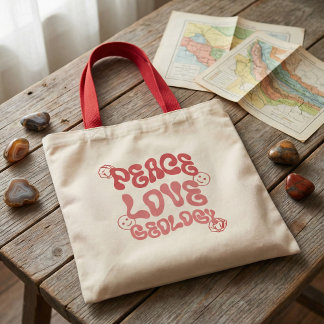 Bolsa Tote Peace Love Geology Retro