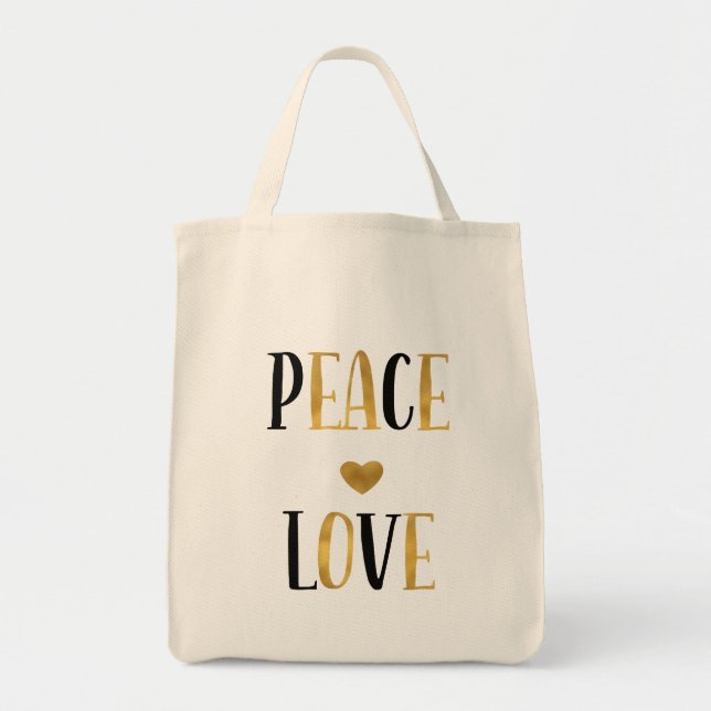 Bolsa Tote Peace Love Heart (Frente)