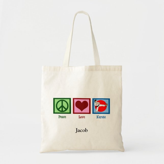 Bolsa Tote Peace Love Karate Kick Personalizado (Frente)