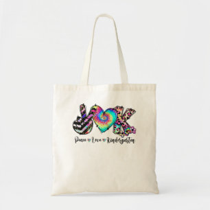 Bolsa Tote Peace Love Kindergarten Professor Kinder Tea