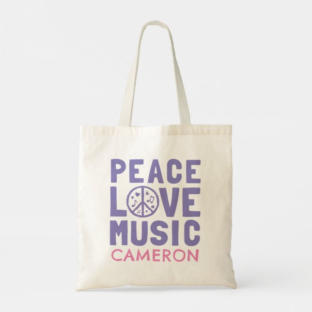 Bolsa Tote Peace Love Music (Verso)