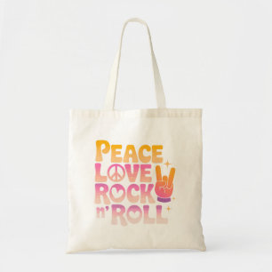 Bolsa Tote Peace Love Rock n Roll - Tipografia Inspirada na M