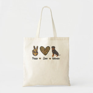 Bolsa Tote Peace Love Rottweiler Lover Pet Dog Puppy Owner Le