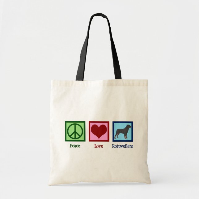 Bolsa Tote Peace Love Rottweilers (Frente)