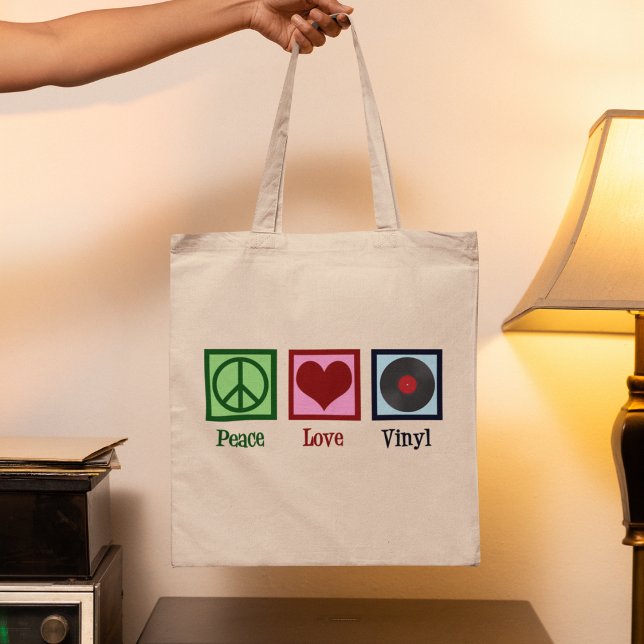 Bolsa Tote Peace Love Vinyl Records (Criador carregado)