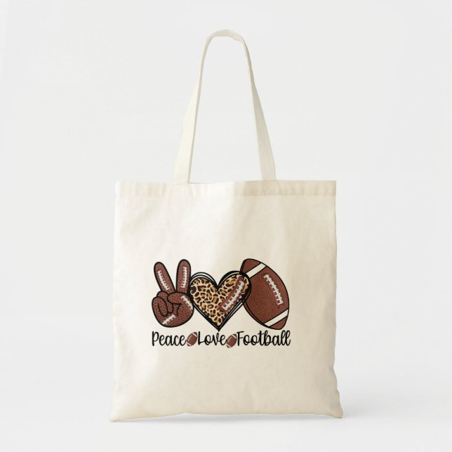 Bolsa Tote Peace Peace Love Football USA – Patriotic Sports (Frente)