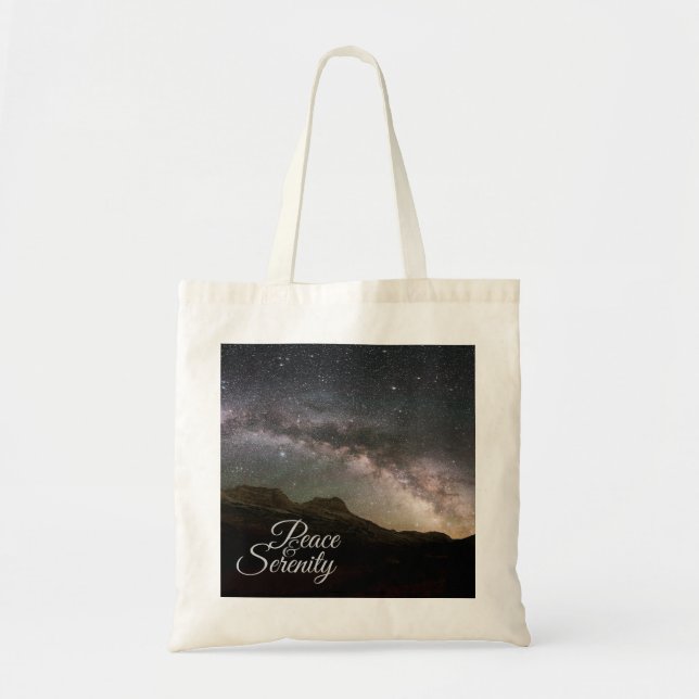 Bolsa Tote Peace & Serenity Mountain Night Sky (Frente)