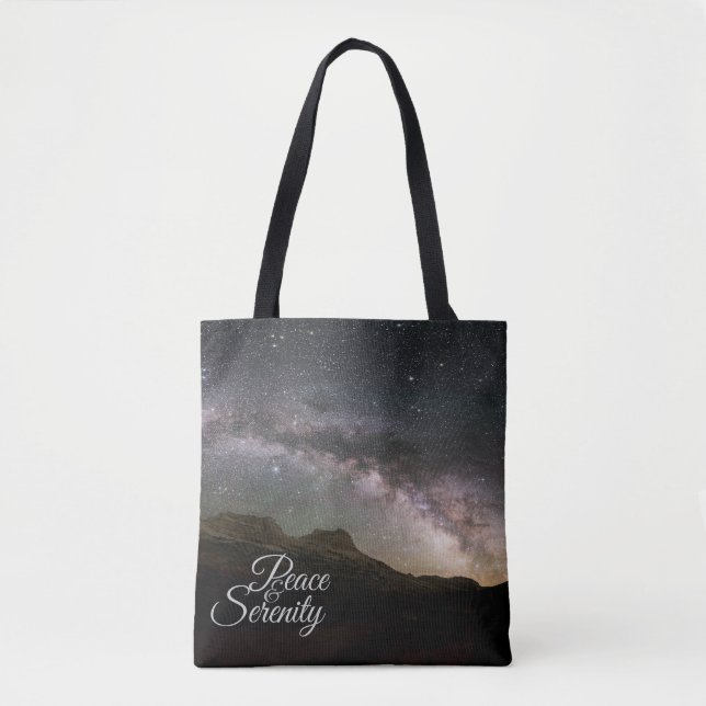 Bolsa Tote Peace & Serenity Mountain Night Sky (Frente)