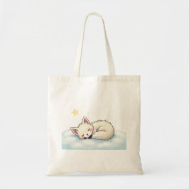Bolsa Tote Peaceful Kawaii Arctic Fox Starry Night Winter