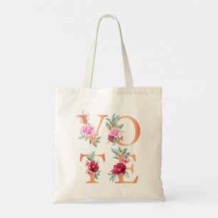 Bolsa Tote Peach Floral Elegante Feminina Vai Votar