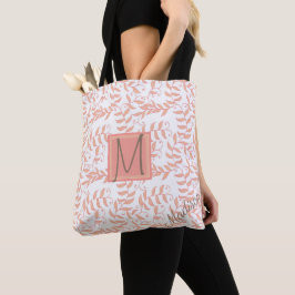 Bolsa Tote Peach Floral Natural Trendy Monograma