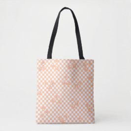 Bolsa Tote Peach Fuzz Cherry Gingham Patterno