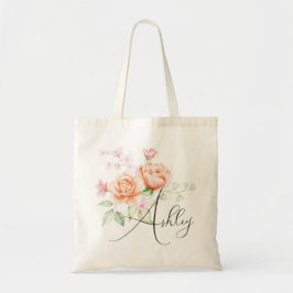 Bolsa Tote Peach Fuzz Floral Bridesmaid