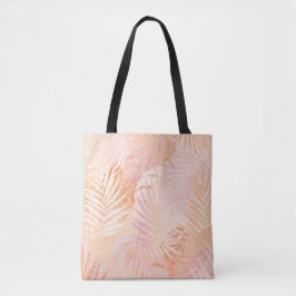 Bolsa Tote Peach Fuzz Minimalista Folhas Tropicais Modernas