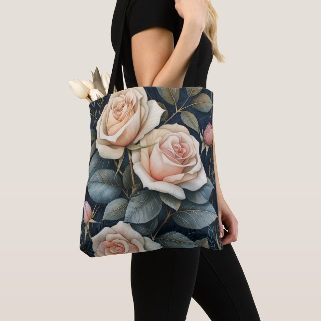 Bolsa Tote Peach Roses    (Close Up)
