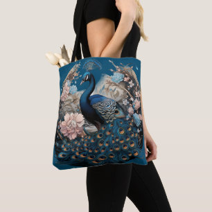 Bolsa Tote Peacock bonito com base azul