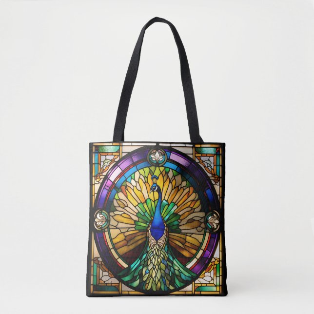 Bolsa Tote Peacock De Vidro Estampado (Frente)