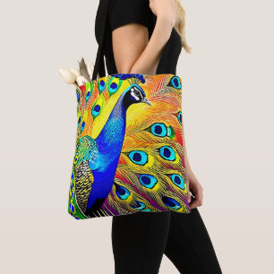 Bolsa Tote Peacock Feather Art