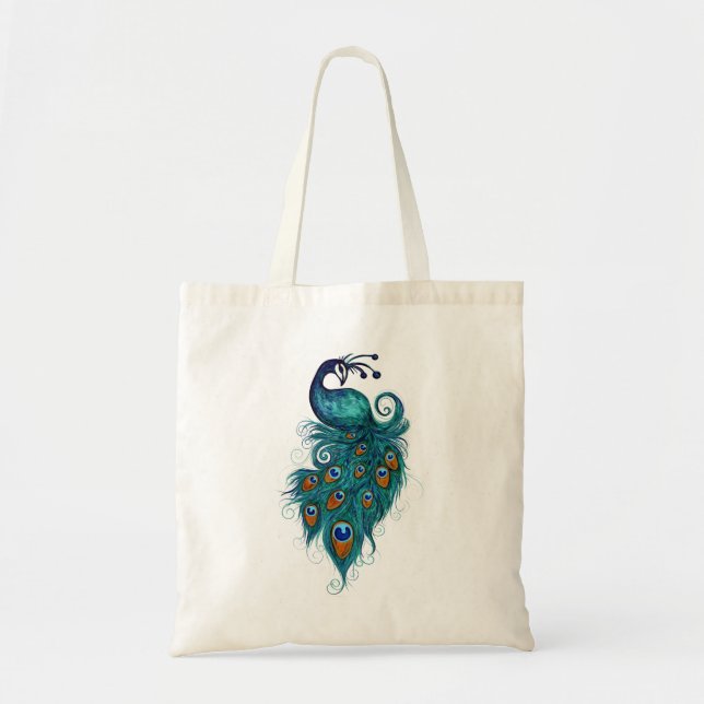 Bolsa Tote Peacock Feather Teal Peacocks (Frente)