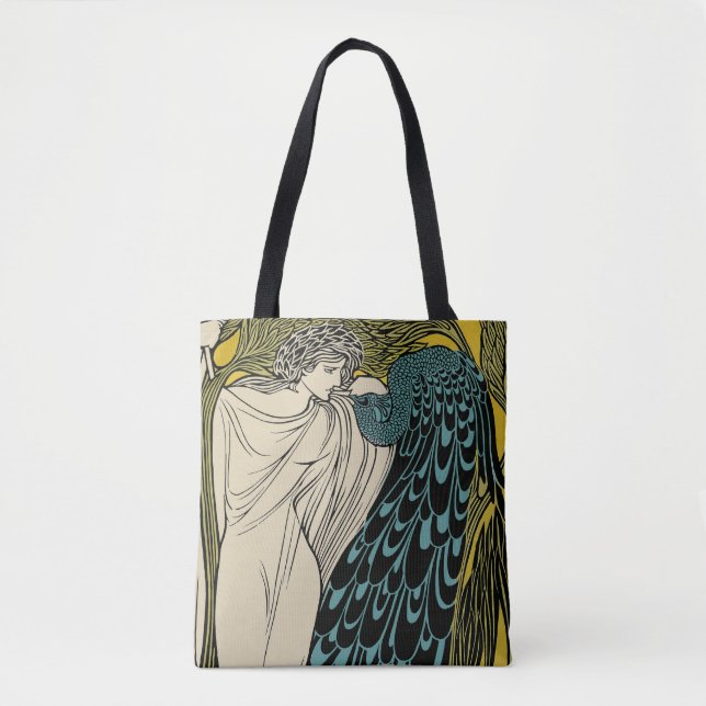 Bolsa Tote Peacock Fine Art Bird Nouveau (Frente)