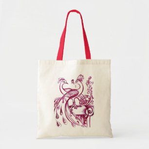 Bolsa Tote PEACOCKS EM AMOR branco vermelho