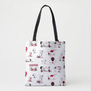 Bolsa Tote PEANUTS Padrão vermelho e preto