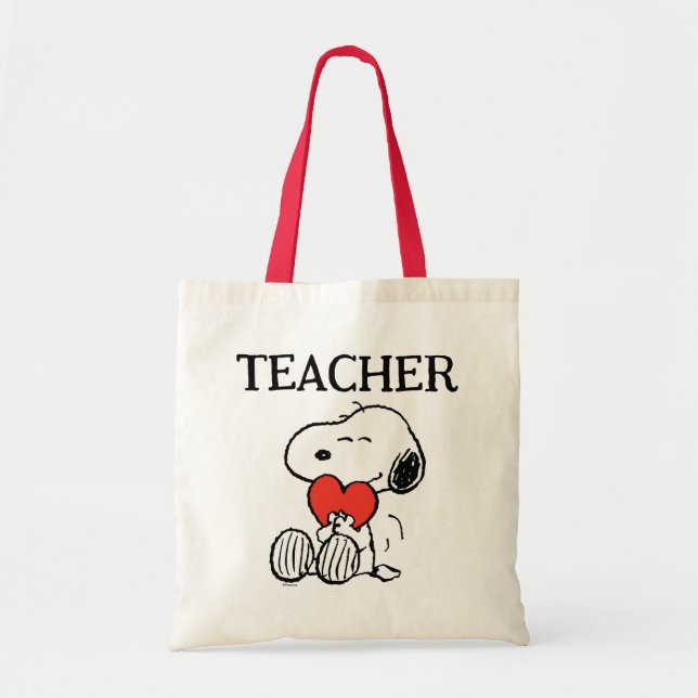 Bolsa Tote Peanuts | Snoopy Heart Hug Teacher (Frente)