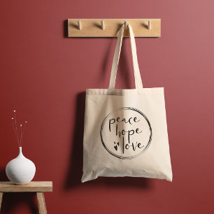 Bolsa Tote PEASE ESPERA AMOR Feriado de Natal Minimalista