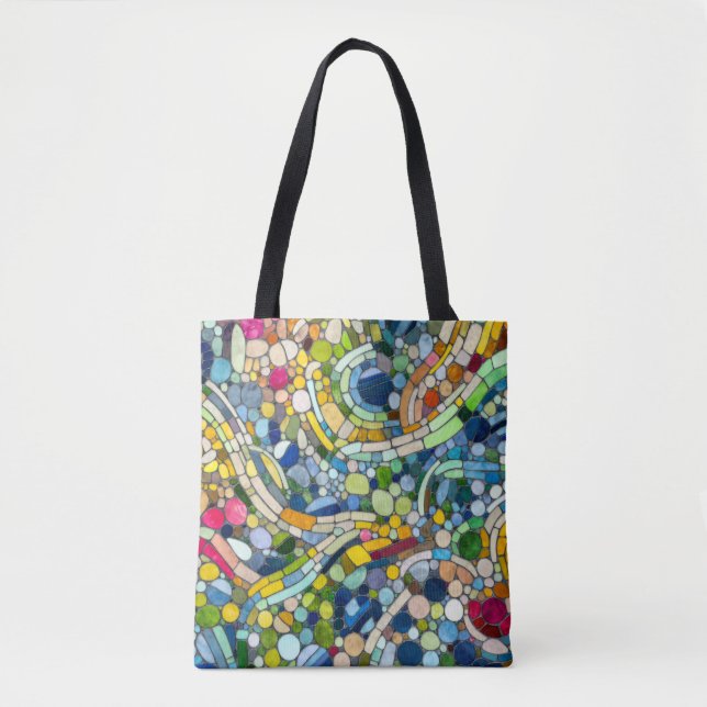 Bolsa Tote Pebbles - Arte Mosaica Colorida (Frente)