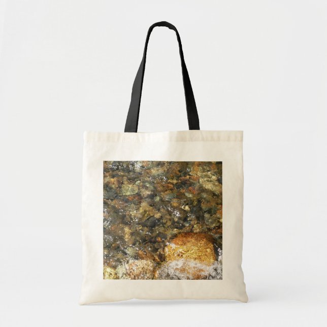 Bolsa Tote Pebolhas Vestidas no rio Castanho e Abstrato natur (Frente)