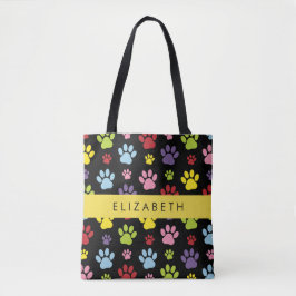 Bolsa Tote Peças Coloridas, Padrões De Pata, Patas De Cachorr