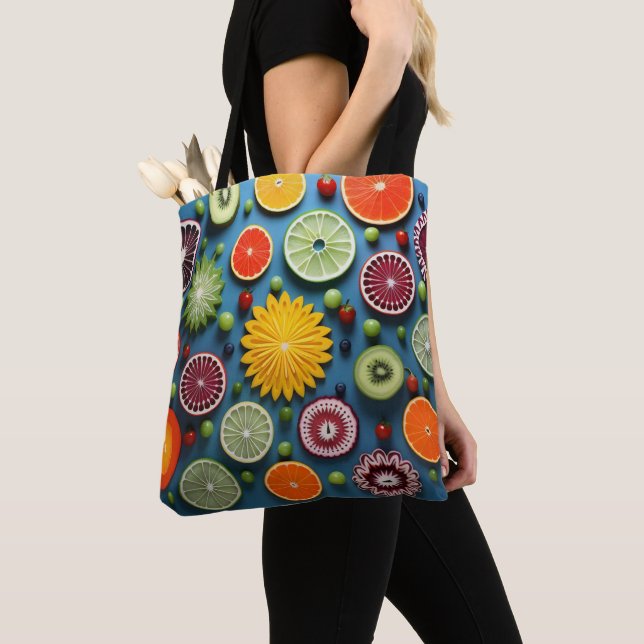 Bolsa Tote Peças de Fruta coloridas (Close Up)