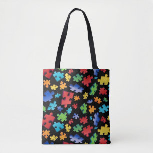 Bolsa Tote Peças de Quebra-cabeça de Consciência Autismo