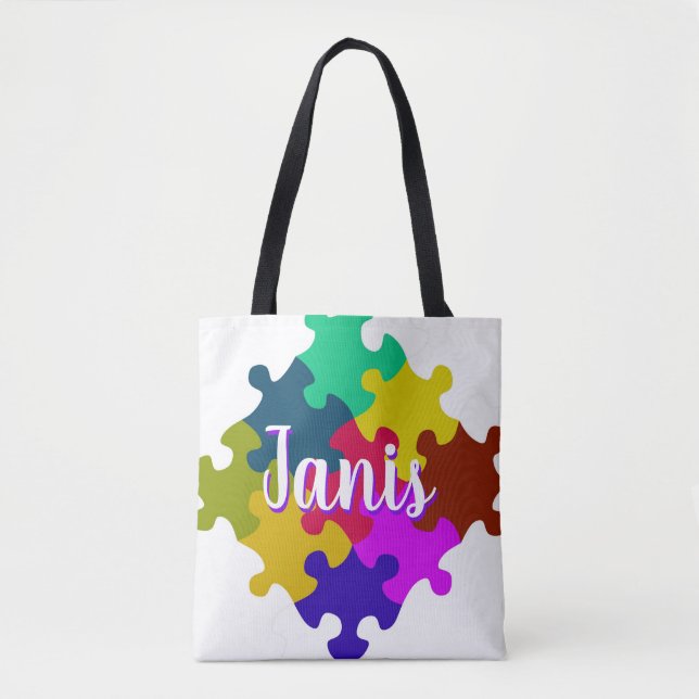 Bolsa Tote Peças de Quebra-cabeça personalizadas (Frente)
