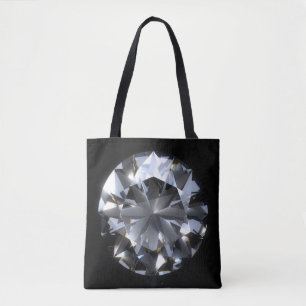 Bolsa Tote Pedra de diamante: faísca do espaço negro.