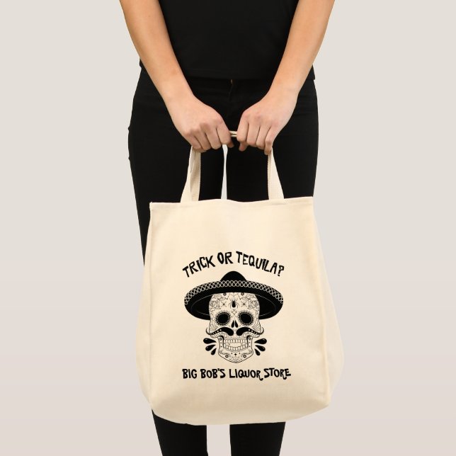 Bolsa Tote Pedra ou tequila de açúcar Crânio de Halloween (Frente (produto))