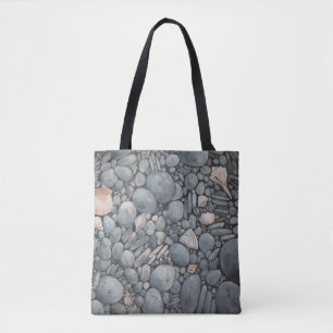 Bolsa Tote Pedras de Praia Conchas Pebbles Rochas Pintura