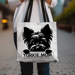 Bolsa Tote Peeking Yorkie Black Silhouette Yorkie Mãe