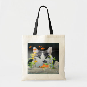 Bolsa Tote Peering de Gato de Fotografia Personalizado no Tan