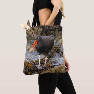 Bolsa Tote Pega-do-mar preta impressionante com moluscos