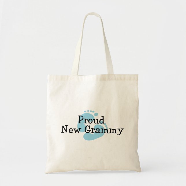 Bolsa Tote Pegadas Orgulhosas do Novo Bebê Menino Grammy (Frente)