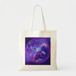 Bolsa Tote Pégaso Roxo Arte de Cavalo Alado Neon da Galáxia