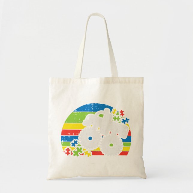 Bolsa Tote Pegue este Quebra-cabeça T-Shi, que é um belo mons (Frente)
