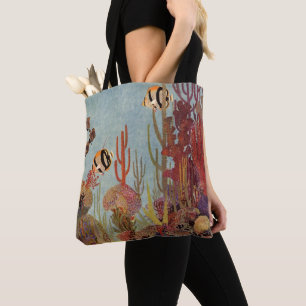 Bolsa Tote Peixe-anjo no Coral, Peixe Tropical Antigo no Ocea