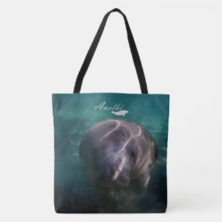 Bolsa Tote Peixe-boi bonito do bebê por todo o lado na sacola