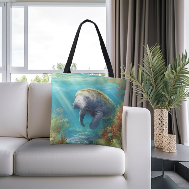 Bolsa Tote Peixe-boi da Flórida Fofo, (Criador carregado)