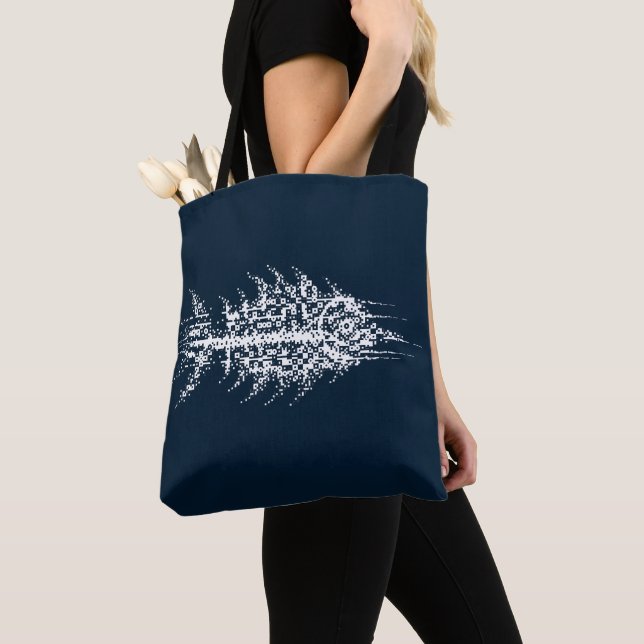 Bolsa Tote Peixe Branco Glitch Pixel (Close Up)
