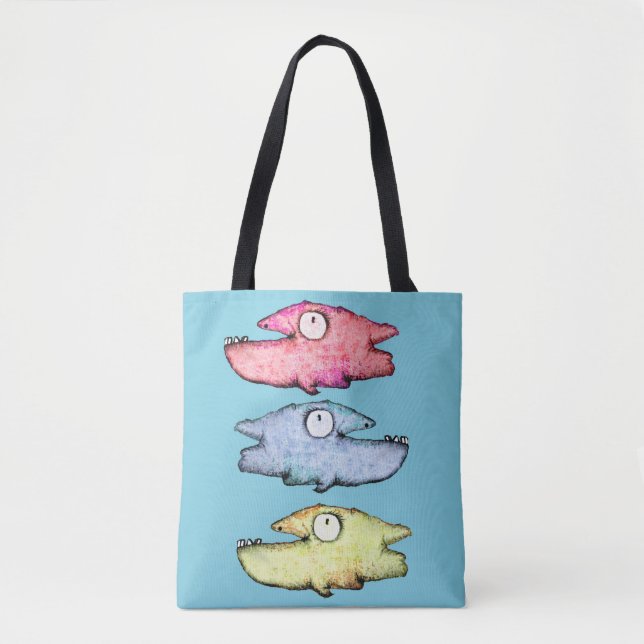 Bolsa Tote Peixe Colorido Feliz Dentudo (Frente)