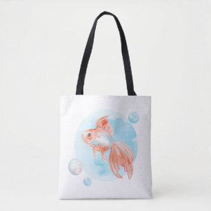 Bolsa Tote Peixe dourado. Aquarela